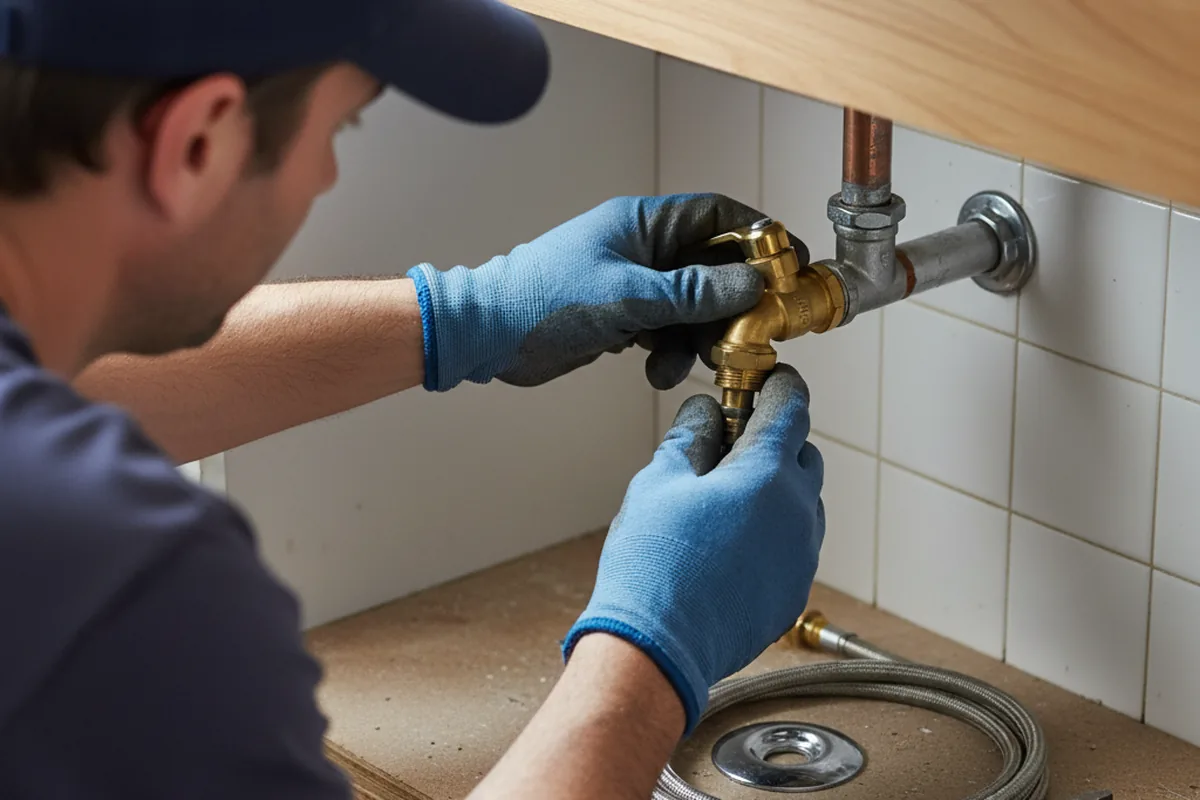 Shutoff valve and fitting work during Burst Pipe Repair in Marshall